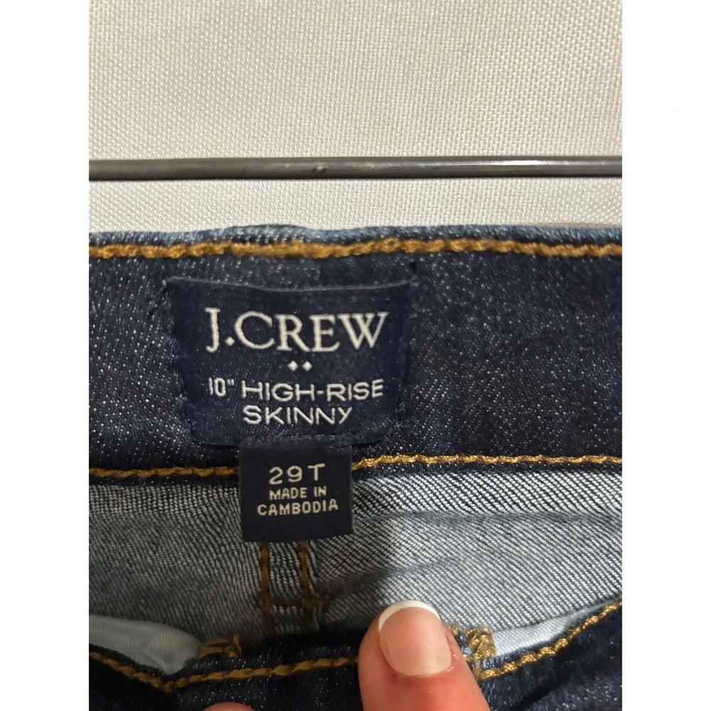 J.Crew 10 High-Rise Skinny Denim Shorts Bermuda‎ Long Dark Wash Raw Hem 29T mod